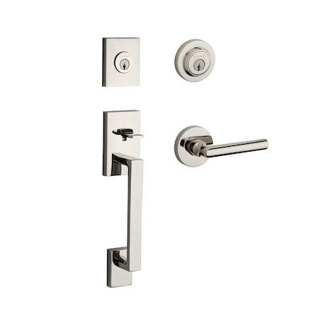 Baldwin DCLAJXTUBCRR055S Double Cylinder La Jolla Handleset Tube Lever Contemporary Round 6AL Latch Dual DCLAJXTUBCRR055S